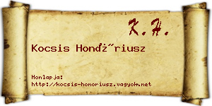 Kocsis Honóriusz névjegykártya